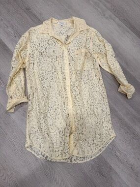 Equipment long lace button down blouse